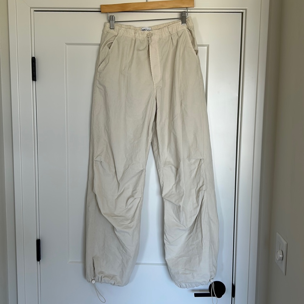Zara Cream corduroy Parachute Pants